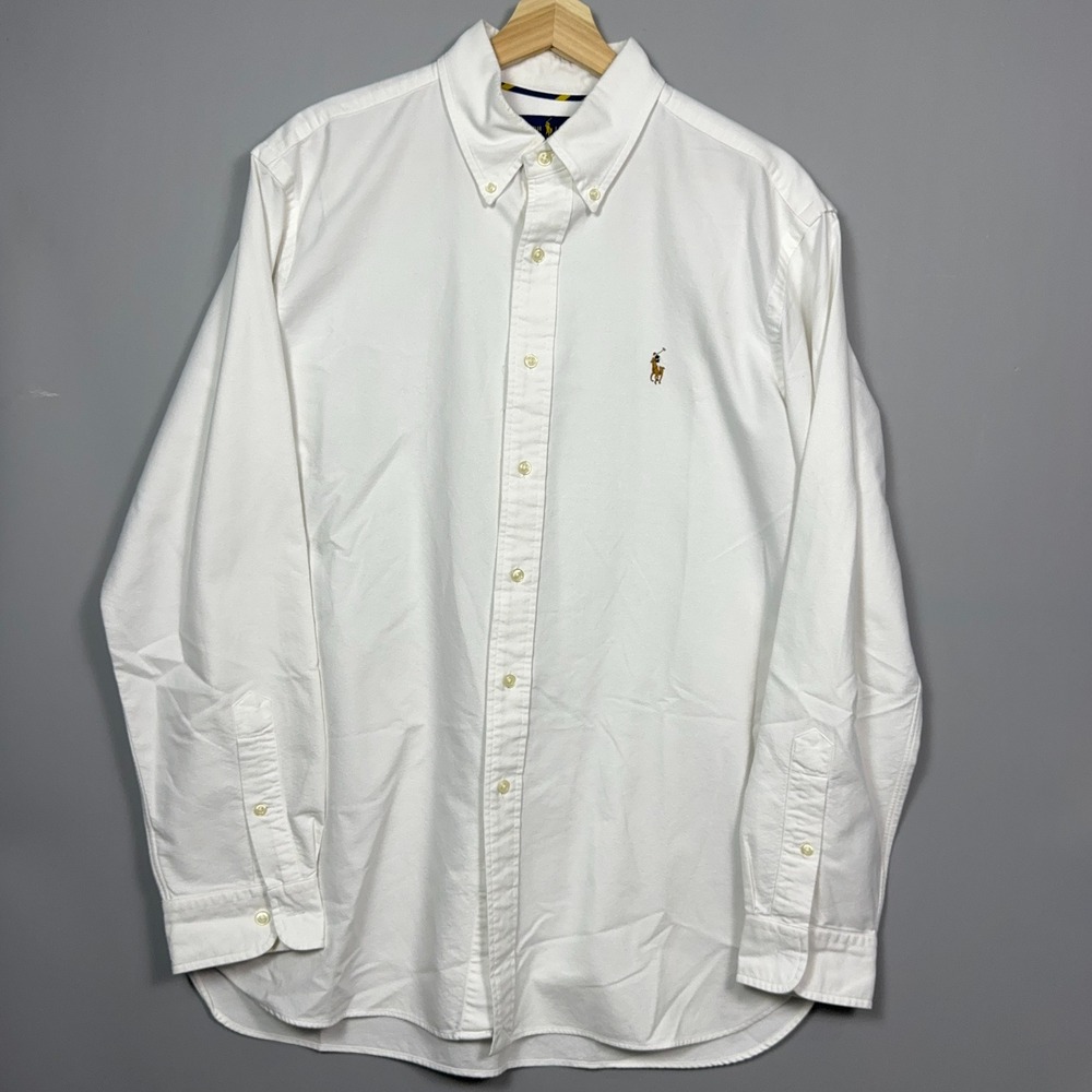 Polo Ralph Lauren Oxford White Shirt Long Sleeve Mens Size Large Cotton Preppy